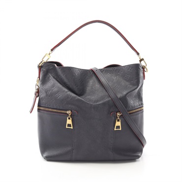 LOUIS VUITTON Merry Shoulder Bag M44012 Monogram empreinte leather Navy Used LV
