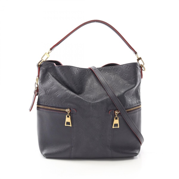 LOUIS VUITTON Merry Shoulder Bag M44012 Monogram empreinte leather Navy Used LV