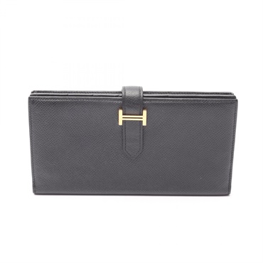 HERMES Bearn Soufflet Bifold purse Epsom leather Epsom Black Used Women GHW C