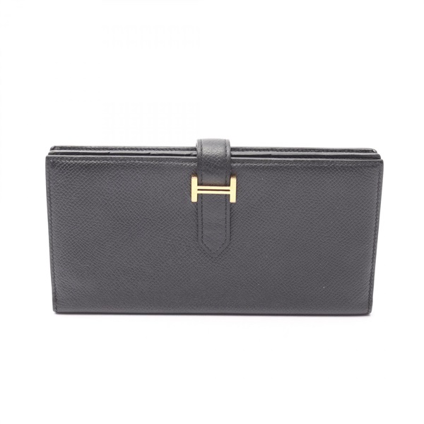 HERMES Bearn Soufflet Bifold purse Epsom leather Epsom Black Used Women GHW C