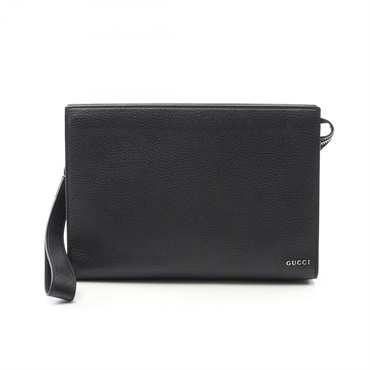 GUCCI Business Clutch Bag 771155 Leather Black Used Mens