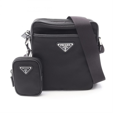 PRADA Tessuto+Saffiano Crossbody Shoulder Bag Nylon Leather Black NEW Unisex