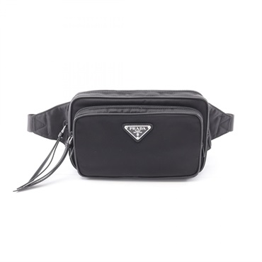 PRADA TESSTO ＋ SAFFIANO Waist Belt Bum Bag Nylon Leather Black NEW Unisex