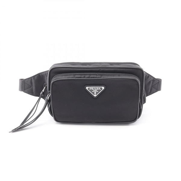 PRADA TESSTO ＋ SAFFIANO Waist Belt Bum Bag Nylon Leather Black NEW Unisex