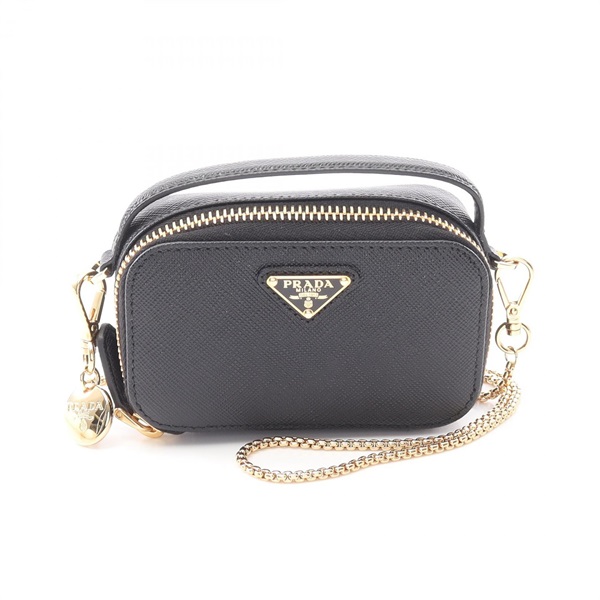 PRADA Triangle Mini Crossbody Shoulder Bag 1NR025 Saffiano Leather Black NEW