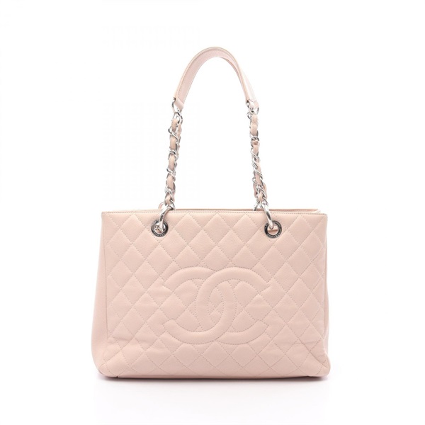 CHANEL Matelasse Grand Shopping GST Chain Tote Bag Calfskin Pink SHW Used Women