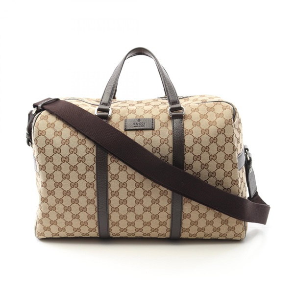 GUCCI Crossbody Shoulder Travel Duffle Bag 449167 canvas leather Beige Used