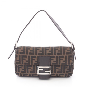 FENDI Mamma bucket Zucca Shoulder Handbag 26424 canvas leather Brown Used Women