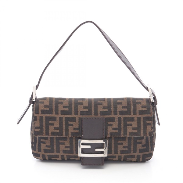 FENDI Mamma bucket Zucca Shoulder Handbag 26424 canvas leather Brown Used Women