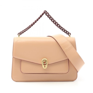 BVLGARI Serpenti Forever Shoulder Handbag crossbody leather Beige Used Women