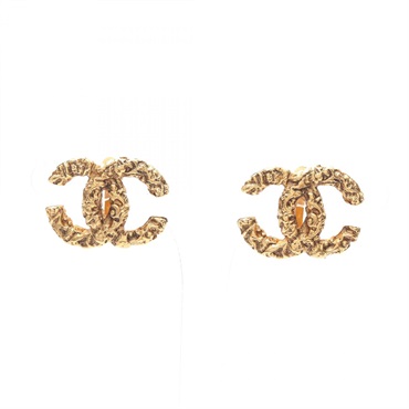 CHANEL COCO Mark Earring Gold Plated Used CC women