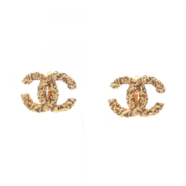CHANEL COCO Mark Earring Gold Plated Used CC women