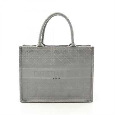 Christian Dior BOOK TOTE Medium Cannage Hand Bag canvas Gray Used Women