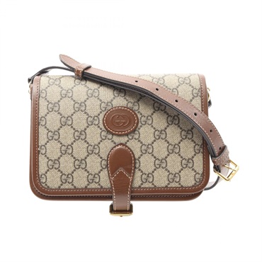 GUCCI Interlocking G GG Supreme Crossbody Shoulder Bag 498879 Canvas Beige Used