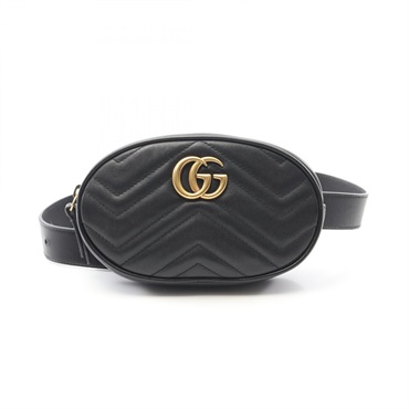 GUCCI GG Marmont Waist Belt Bag 476434 Leather Black Used Women