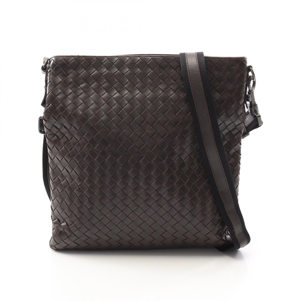 BOTTEGA VENETA Intrecciato Crossbody Shoulder Bag leather Brown Used Women