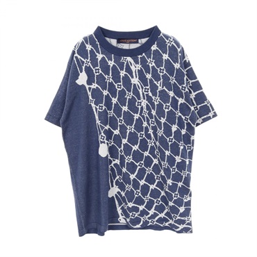 LOUIS VUITTON Monogram Fishnet Sweatshirt T-shirt - cotton Navy #XL Used mens