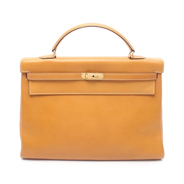 HERMES Kelly 40 Handbag Courchevel leather Brown Natural sable Used K GHW