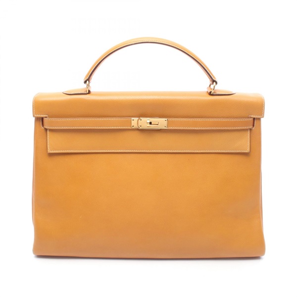 HERMES Kelly 40 Handbag Courchevel leather Brown Natural sable Used K GHW