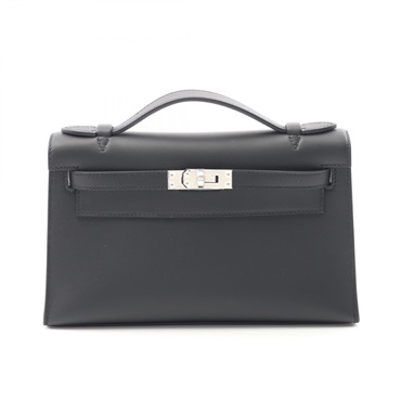 HERMES Pochette Kelly Mini Handbag 049417CK Swift leather Black Used Women SHW