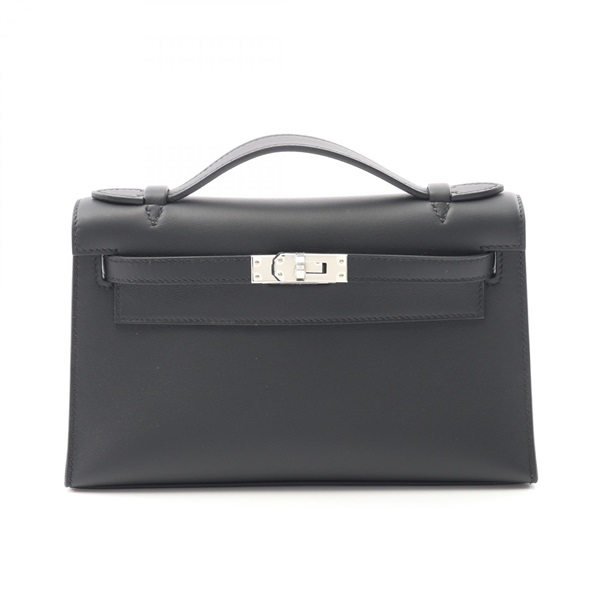 HERMES Pochette Kelly Mini Handbag 049417CK Swift leather Black Used Women SHW