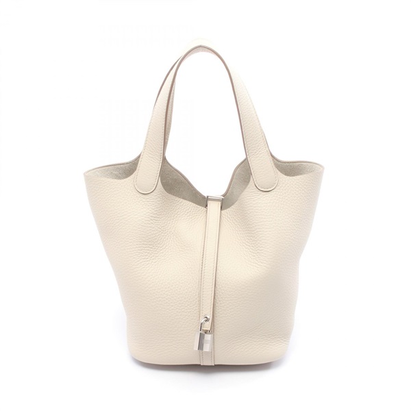 HERMES Picotin Lock MM Tote Handbag 060991CK Clemence leather Beton Used SHW K