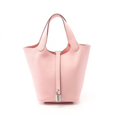 HERMES Picotin Lock PM Handbag 056289CK Clemence leather Rose sakura Used SHW W