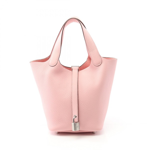 HERMES Picotin Lock PM Handbag 056289CK Clemence leather Rose sakura Used SHW W