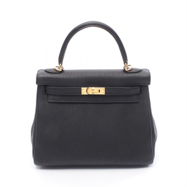 HERMES Kelly 25 Shoulder Handbag 044624CC Togo leather Black Caban Used B GHW