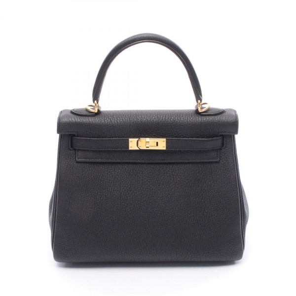 HERMES Kelly 25 Shoulder Handbag 044624CC Togo leather Black Caban Used B GHW