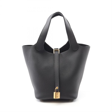 HERMES Picotin Lock PM Tote Handbag 056289CC Clemence leather Black Used GHW K