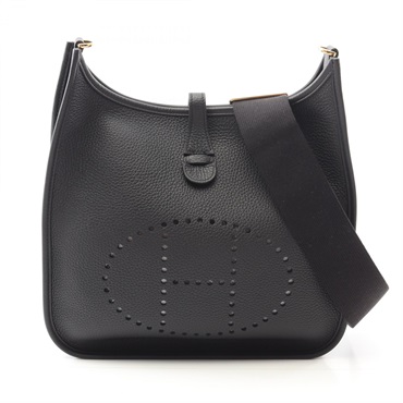 HERMES Evelyne 3 Troyes PM Shoulder Bag Clemence leather Black Used Women GHW W