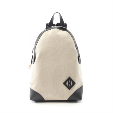 HERMES Allback Backpack Toile Bivouac canvas Swift leather Beige Black B SHW