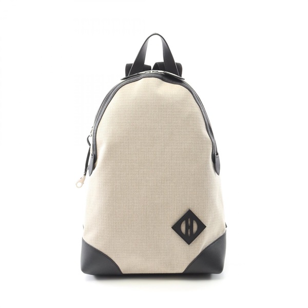 HERMES Allback Backpack Toile Bivouac canvas Swift leather Beige Black B SHW