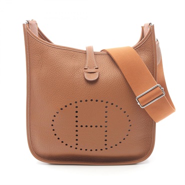 HERMES Evelyne Troyes PM Shoulder Bag 056277CK Clemence leather Gold Used SHW W
