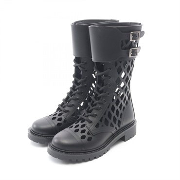 Christian Dior D-TRAP boots leather Black Used Women #35 1/2 D