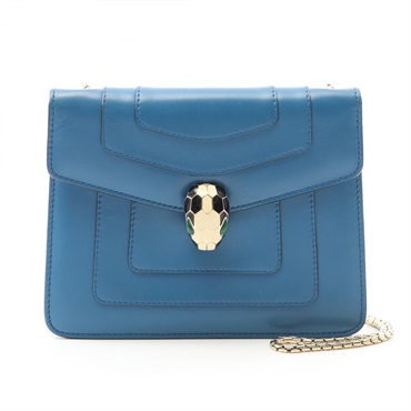 BVLGARI Serpenti Forever chain Shoulder Bag 282273 leather Blue Used crossbody