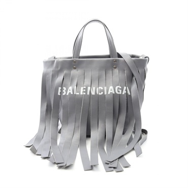 BALENCIAGA Laundry cover XS Shoulder Handbag 517842 leather Gray Used Women logo