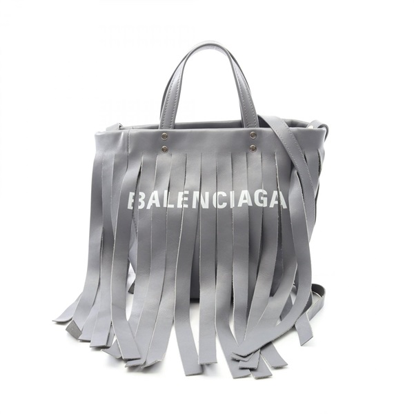 BALENCIAGA Laundry cover XS Shoulder Handbag 517842 leather Gray Used Women logo
