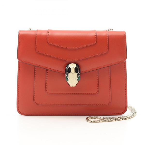 BVLGARI Serpenti Forever Chain Shoulder Bag 283554 leather Orange Used Women