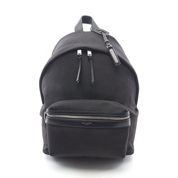 SAINT LAURENT PARIS CITY MINI BACKPACK Bag canvas leather Black Used SLP