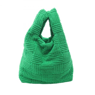 BOTTEGA VENETA Intrecciato jacquard Tote Bag pile Green Used Women