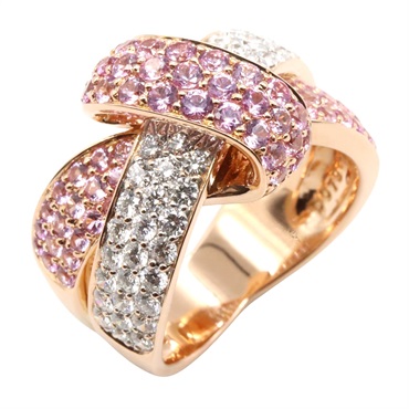 JEWELRY Sapphire Diamond Ring 18KPG Pink Rose Gold Used women US size 6