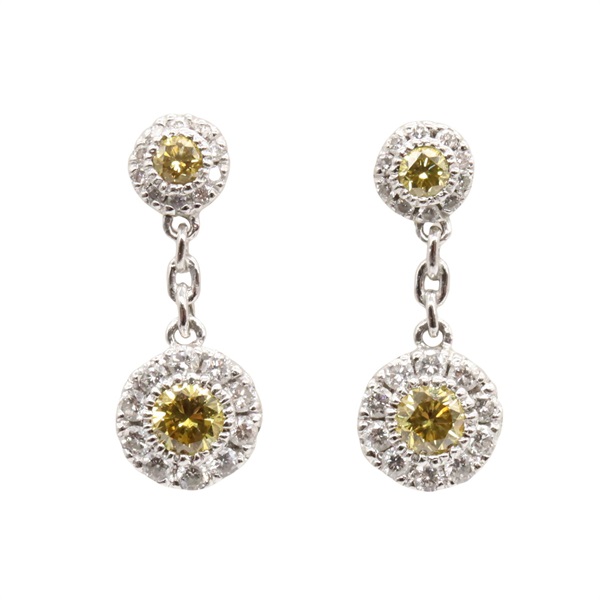 JEWELRY Diamond Pierced Earrings 18KWG White Gold Yellow Used