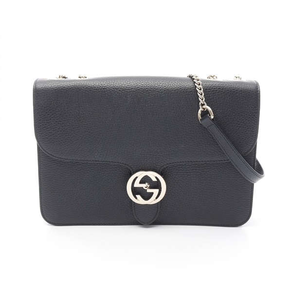GUCCI Interlocking G Shoulder Bag 510303 leather Black Used Women