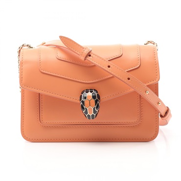 BVLGARI Serpenti Forever crossbody chain Shoulder Bag leather Beige Used Women