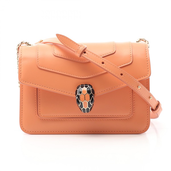 BVLGARI Serpenti Forever crossbody chain Shoulder Bag leather Beige Used Women