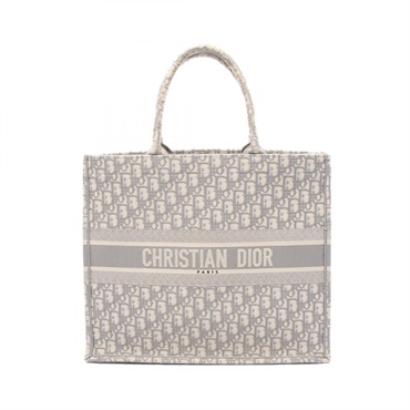 Christian Dior BOOK TOTE Large Handbag canvas Gray White Used Women