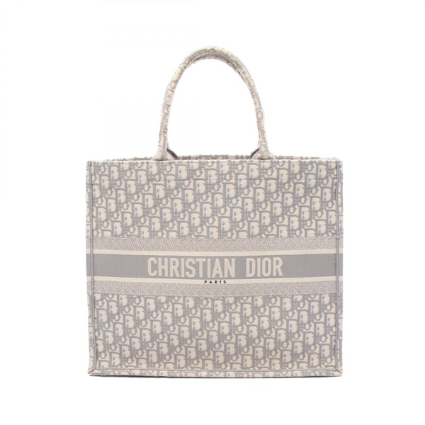 Christian Dior BOOK TOTE Large Handbag canvas Gray White Used Women