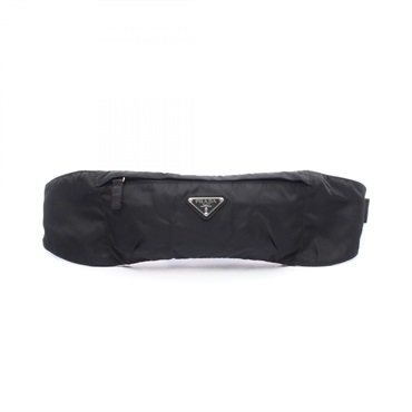 PRADA Triangle Logo Waist Belt Bag Nylon Black Used Unisex